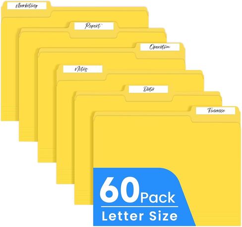مجلدات الملفات الملونة حجم الحروف ، 60 حزمة 6 ألوان مجلدات مشرقة 1/3 علامات تبويب قطع ، مجلدات باستيل ملونة من مدرسة البناء in Kuwait