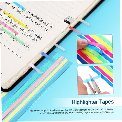 8Packs Transparent Highlighter Tapes Sticky Fluorescent Annotation Strips for Easy Page Marking and Study Supplies for School and Office Use in Saudi Arabia