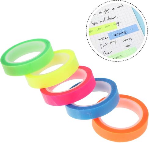 10Rolls Transparent Highlighter Tapes Removable Adhesive Sentence Marking Strips for Notebooks School and Office Use Multi Color for Focused Reading in Saudi Arabia
