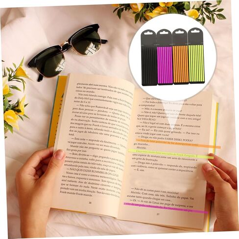 شريط صفحة قابلة لإعادة الاستخدام شرائط تمييز 4 عبوات لتعليق الكتب علامات تبويب لزجة لتلقي التدوين ودراسة شرائح تمييز ملونة للمكتب والمدرسة in Kuwait