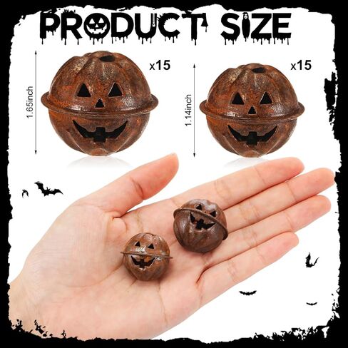 Otoolling 30 Pcs Halloween Pumpkin Rusted Jingle Bells for Craft, 1.14 Inch in Saudi Arabia