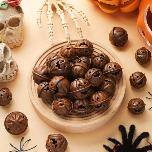 Otoolling 30 Pcs Halloween Pumpkin Rusted Jingle Bells for Craft, 1.14 Inch in Saudi Arabia