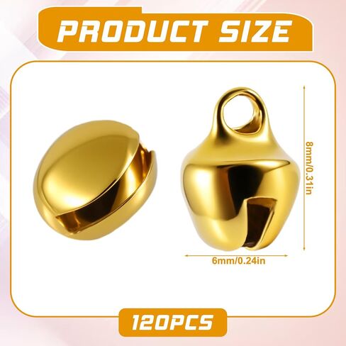 120Pcs 1/4 Inch Jingle Bells, Small Bell Mini Bells Bulk Multicolor Christmas Craft Bell for Christmas Home Making Ornaments Wreath Pet Decorations Bracelet Anklets Necklace Making Party Favors in Saudi Arabia