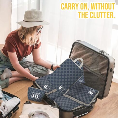 HWAEYEM Compression Packing Cubes 6 Set, Dual Zipper Compression Packing Cubes for Travel, See-Through Mesh Packing Bags for Suitcases, packing cubes with shoe bag in Saudi Arabia