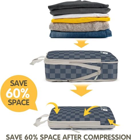 HWAEYEM Compression Packing Cubes 6 Set, Dual Zipper Compression Packing Cubes for Travel, See-Through Mesh Packing Bags for Suitcases, packing cubes with shoe bag in Saudi Arabia