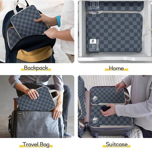 HWAEYEM Compression Packing Cubes 6 Set, Dual Zipper Compression Packing Cubes for Travel, See-Through Mesh Packing Bags for Suitcases, packing cubes with shoe bag in Saudi Arabia