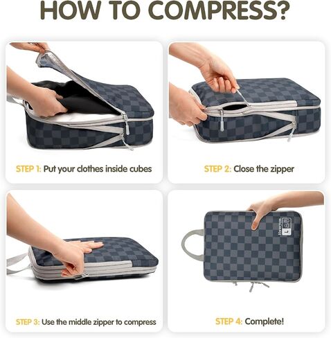 HWAEYEM Compression Packing Cubes 6 Set, Dual Zipper Compression Packing Cubes for Travel, See-Through Mesh Packing Bags for Suitcases, packing cubes with shoe bag in Saudi Arabia
