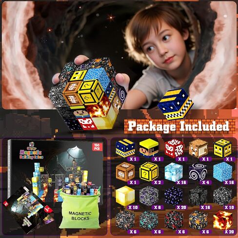 150pcs الكتل المغناطيسية لبنات البناء المغناطيسية ألعاب المغناطيس مجموعة تكديس الجبل الثلج مع ألعاب البناء المغناطيس هدية حسية للأطفال الصغار والفتيات هدايا عيد ميلاد الأعمار 3+ in Saudi Arabia