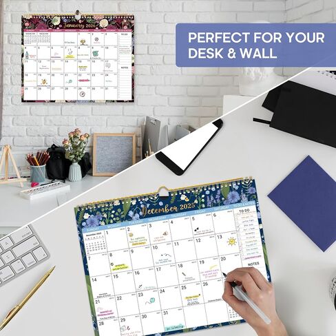 Calendar 2025-2026, 18-Month Calendar Runs from July 2025 to December 2026, 11.5" x 14.7", Spiral Binding Hanging Monthly Wall Calendar,Perfect for Home, School, or Office, Midnight Garden in Saudi Arabia