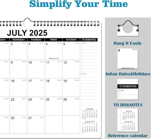 تقويم الحائط 2025-2026 مع جوليان ديستس ، تقويم التقويم المكتبي من يوليو 2025 إلى ديسمبر 2026،18 شهر in Kuwait