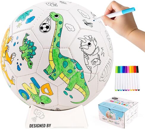 EVERICH TOY Paint Your Own Soccer Ball with Markers, Toddler Arts and Crafts Soccer Gifts, Kids Soccer Ball Size 3 Unicorn Toys for Girls Boys, Sports Drawing DIY Design Color Play Ball Game with Pump in Kuwait