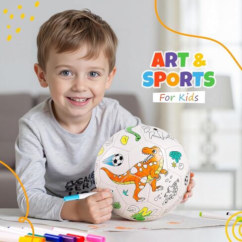 EVERICH TOY Paint Your Own Soccer Ball with Markers, Toddler Arts and Crafts Soccer Gifts, Kids Soccer Ball Size 3 Unicorn Toys for Girls Boys, Sports Drawing DIY Design Color Play Ball Game with Pump in Kuwait