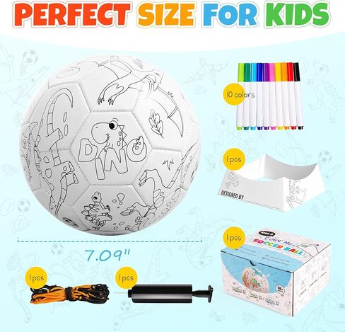 EVERICH TOY Paint Your Own Soccer Ball with Markers, Toddler Arts and Crafts Soccer Gifts, Kids Soccer Ball Size 3 Unicorn Toys for Girls Boys, Sports Drawing DIY Design Color Play Ball Game with Pump in Kuwait