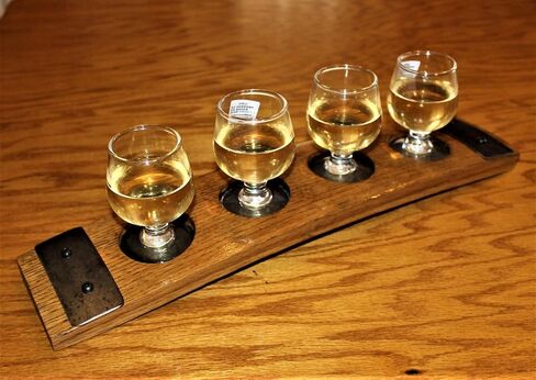 Whiskey Flight Tray For 4 Whiskey Shot Glasses – Made From A Reclaimed Bourbon/Whiskey Barrel (Include Shot Glasses) in Saudi Arabia