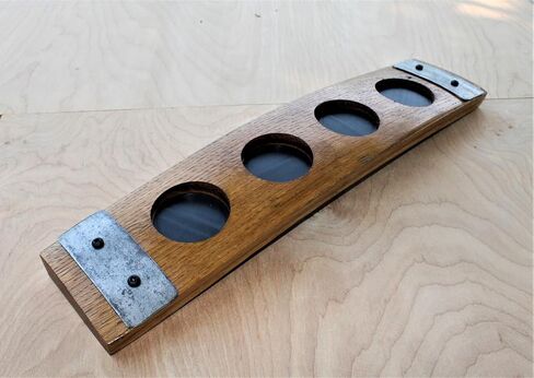 Whiskey Flight Tray For 4 Whiskey Shot Glasses – Made From A Reclaimed Bourbon/Whiskey Barrel (Include Shot Glasses) in Saudi Arabia