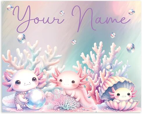 Custom Axolotl Canvas Sign for Kids' Rooms - Available in 14" x 11" and 20" x 16" Sizes | Light or Dark Canvas Available | Made In USA | Parent Listing (14x11 inch, Pink Axolotls) in Saudi Arabia