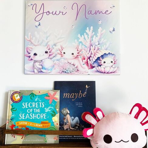 Custom Axolotl Canvas Sign for Kids' Rooms - Available in 14" x 11" and 20" x 16" Sizes | Light or Dark Canvas Available | Made In USA | Parent Listing (14x11 inch, Pink Axolotls) in Saudi Arabia