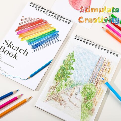 4 Pack Small Sketch Books, 5.5 x 8.5 Inch Mini Sketchbook, 68lb/100gsm Spiral Bound Small Sketch Pad, Acid Free Art Supplies Drawing Painting Sketchbook for Kids, Beginners, Artists in Kuwait