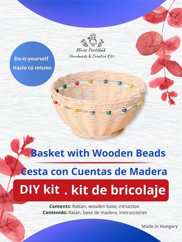 مجموعة سلة سلة الإبداعية مع خرز خشبي-مجموعة راتان DIY مجموعة للمبتدئين والمراهقين والكبار-تكمل سلة الإمدادات مع تعليمات خطوة بخطوة in Kuwait