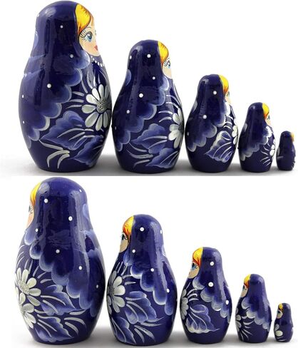 Matryoshka Russian Conging Dolls مع الزهور ديكور المنزل مجموعة صغيرة 5 قطع in Kuwait