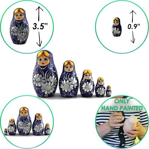 Matryoshka Russian Conging Dolls مع الزهور ديكور المنزل مجموعة صغيرة 5 قطع in Kuwait