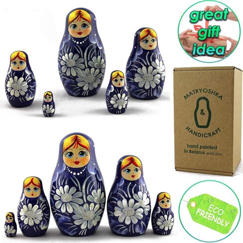 Matryoshka Russian Conging Dolls مع الزهور ديكور المنزل مجموعة صغيرة 5 قطع in Kuwait