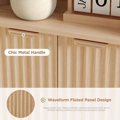 Fameill Tall Corner Cabinet with 2 Doors and 2 Open Storage Shelves, 68" Corner Storage Cabinet with Fluted Door Design, Home Space Saver for Living Room, Bathroom, Kitchen, Laundry, Natural Oak Color in Saudi Arabia