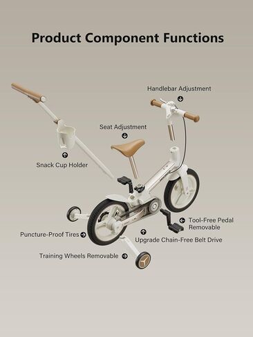 دراجة Lecoco Toddler مع Push Handle 6 in 1 للأطفال ، توازن بين ألعاب الدراجات مع عجلات التدريب ، قوائم ، حامل الكأس ، دواسة ، هدية عيد ميلاد Kickstand للبنين والبنات (تم ترقيتها) in Kuwait