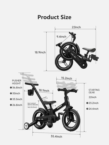 دراجة Lecoco Toddler مع Push Handle 6 in 1 للأطفال ، توازن بين ألعاب الدراجات مع عجلات التدريب ، قوائم ، حامل الكأس ، دواسة ، هدية عيد ميلاد Kickstand للبنين والبنات (تم ترقيتها) in Kuwait
