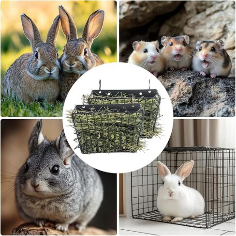 2PCS Rabbit Hay Feeder with Heavy-Duty Metal Frame Guinea Pig Hay Feeder for Rabbits， Bunny, Guinea Pigs, Chinchillas， 9.6x4.5x6.3 inch in Saudi Arabia