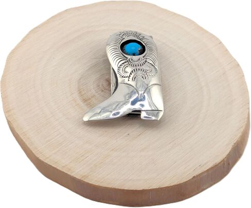 Authentic Navajo Sterling Silver Money Clip Western Cowboy Boot Kingman Turquoise Native American Accessory in Saudi Arabia