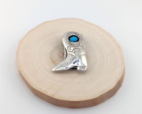 Authentic Navajo Sterling Silver Money Clip Western Cowboy Boot Kingman Turquoise Native American Accessory in Saudi Arabia