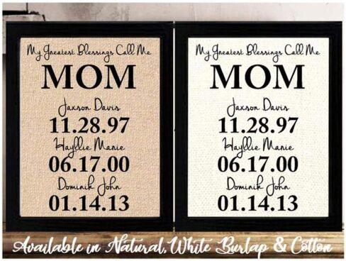 Personalized Mother's Day Gift for Mom, Birthday gift for Mom Burlap or Cotton Print, Easter Gift from Daughter or Son, Personalized Children Kids Names gift for Mom, My Greatest Gifts in Saudi Arabia