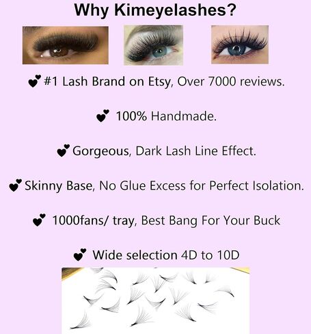 10D - 0.05 C and D Curl 1000 Premade volume fans loose Fans, Handmade eyelash extensions supplies Russian volume lash promade fan (10D - 0.05 - Curl C, 11mm) in Saudi Arabia