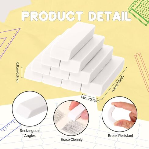 12Count Green Pencil Erasers مستطيلات مطاطية مستطيلة للممحاة المطاطية للفن والمكاتب الاستخدام الفصول الدراسية الرسم لوازم رسم الرسم in Kuwait