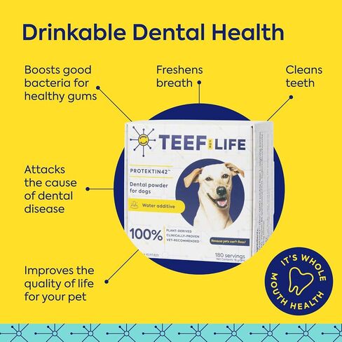 TEEF FOR LIFE Refill Packets Protektin42 Prebiotic Dental Powder for Dogs, Plant-derived, clinically-Proven Formula Naturally Fights Bad Breath, Plaque, and Tartar, 1 Packet with 30 Servings in Kuwait