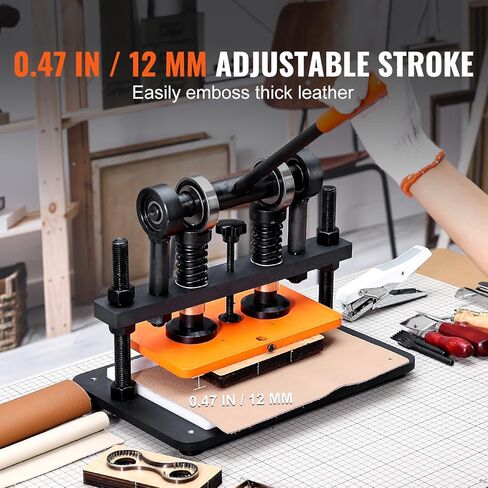 آلة قطع الجلود ، 10.2 × 5.9 في قطع يدوي صفيحة يدوي ، 0.47 في آلة نقش الجلود السكتة الدماغية ، مهاوي توجيه مزدوجة مقطوعة مقطوعة لمختلف المواد in Kuwait