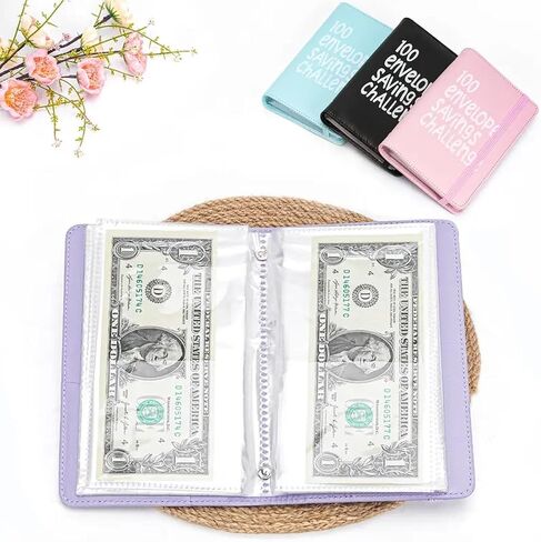 Possibilityk 100 Days Money Saving Challenge Coin Envelope Budgetstorage Book, Money Saving Binder, Cash Envelopes for Budgeting, Budget Planner Binder to Save $5,050 and $500 and $10,000(Black) in Saudi Arabia