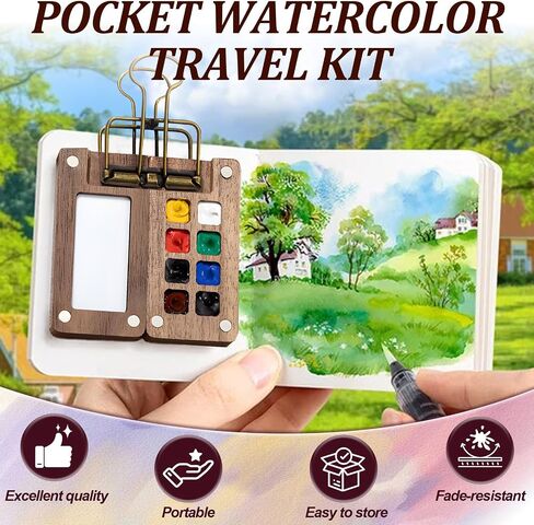 Mini Paint Palette Travel Kit, Mini Watercolor Paint Set, Travel Watercolor Palette Set, Pocket Artist Water Color Travel Set for Painters Artists (8 Grids) in Saudi Arabia