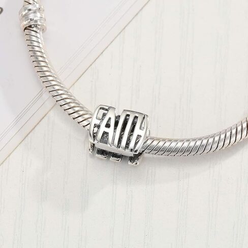 Faith Charms with Pink Love Heart Charms 925 Sterling Silver Beads fits Pandora Charms Bracelets Necklace for Women in Saudi Arabia
