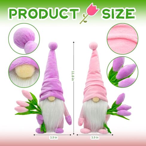 KnomeKo Lavender Gnomes Decor,Spring Purple Gnome Decorations for Home,Lavender Flower Gnomes,Garden Gnome Decor, Summer Gnome Tiered Tray Decor,Gnome Gifts for Woman in Kuwait