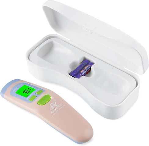 Amplim No Touch Forehead Thermometer | Non Contact Baby Thermometer | Essentials for Adults, Kids, Toddlers, Infants | Accurate Touchless Temporal Thermometer with Storage Case - Blue in Kuwait