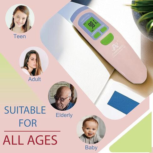 Amplim No Touch Forehead Thermometer | Non Contact Baby Thermometer | Essentials for Adults, Kids, Toddlers, Infants | Accurate Touchless Temporal Thermometer with Storage Case - Blue in Kuwait