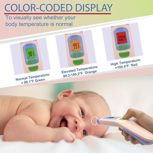 Amplim No Touch Forehead Thermometer | Non Contact Baby Thermometer | Essentials for Adults, Kids, Toddlers, Infants | Accurate Touchless Temporal Thermometer with Storage Case - Blue in Kuwait