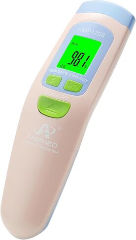 Amplim No Touch Forehead Thermometer | Non Contact Baby Thermometer | Essentials for Adults, Kids, Toddlers, Infants | Accurate Touchless Temporal Thermometer with Storage Case - Blue in Kuwait