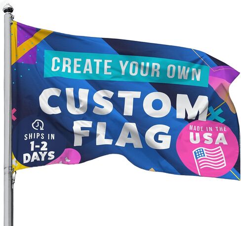 Create Your Own Custom Flag - Personalized Outdoor and Indoor Banner for Business, Celebrations, and Events - Full-Color Printing, UV Resistant, Durable Polyester, Made in the USA, Easy to Design, Single-Sided (2' x 3') in Saudi Arabia