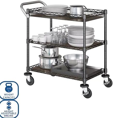 Premium NSF-Certified 3-Tier Heavy-Duty Utility Cart for Commercial Use (Graphite, 2 PK) in Saudi Arabia