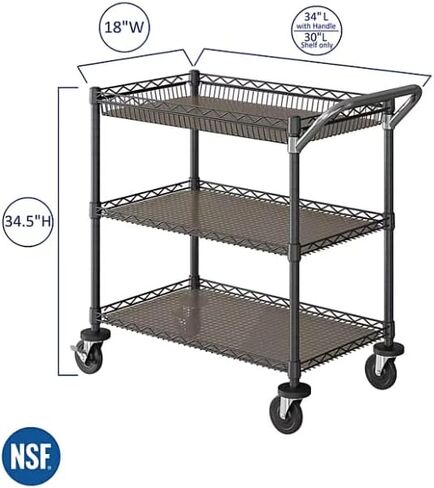 Premium NSF-Certified 3-Tier Heavy-Duty Utility Cart for Commercial Use (Graphite, 2 PK) in Saudi Arabia