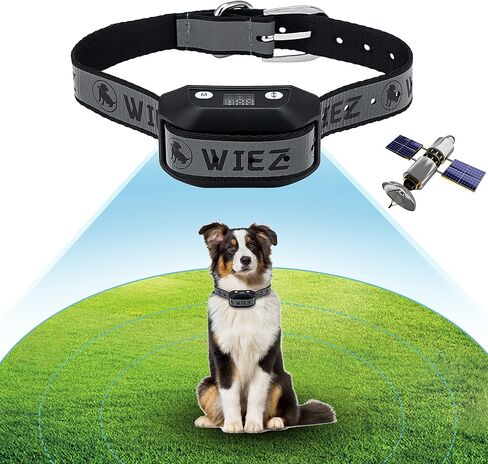 Wiez GPS Wireless Dog ، طوق سياج الكلب الكهربائي ، يتراوح من 65-3281 قدمًا ، قوة تحذير قابل للتعديل ، نظام احتواء للحيوانات الأليفة القابلة لإعادة الشحن للحيوانات الأليفة في الهواء الطلق ، مناسب لمعظم الكلاب in Kuwait