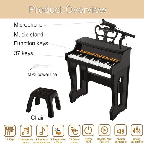 Piano Keyboard for Kids 3-7 - 37 Keys Electric Musical Keyboard with Microphone, Stand & Stool, Kids Learning Piano Toys for Beginners 4 5 6 7 8 Years Old Girls Boys Birthday Gift in Saudi Arabia
